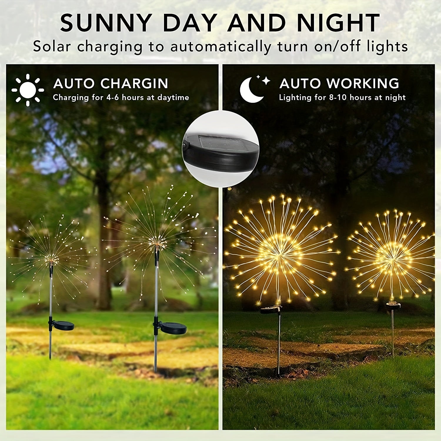 Solar-Powered Outdoor Fireworks Lights with 8 Modes 200LED 150LED 60LED