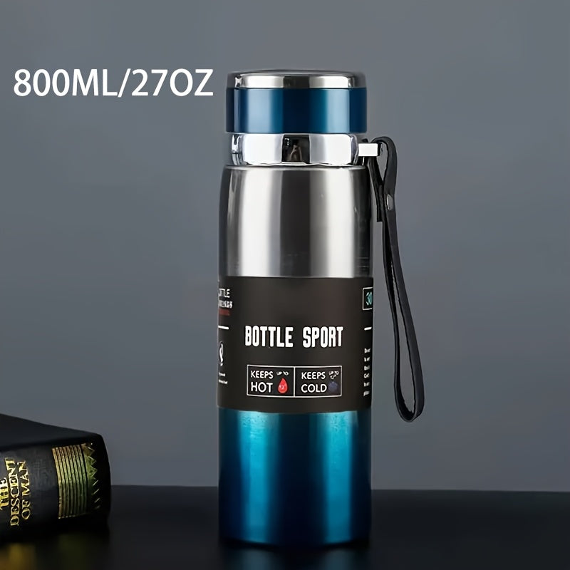 Stainless Steel 1000ml Vacuum Insulated Water Bottle with Strap BPA-Free Keeps Hot Cold Sports Outdoor