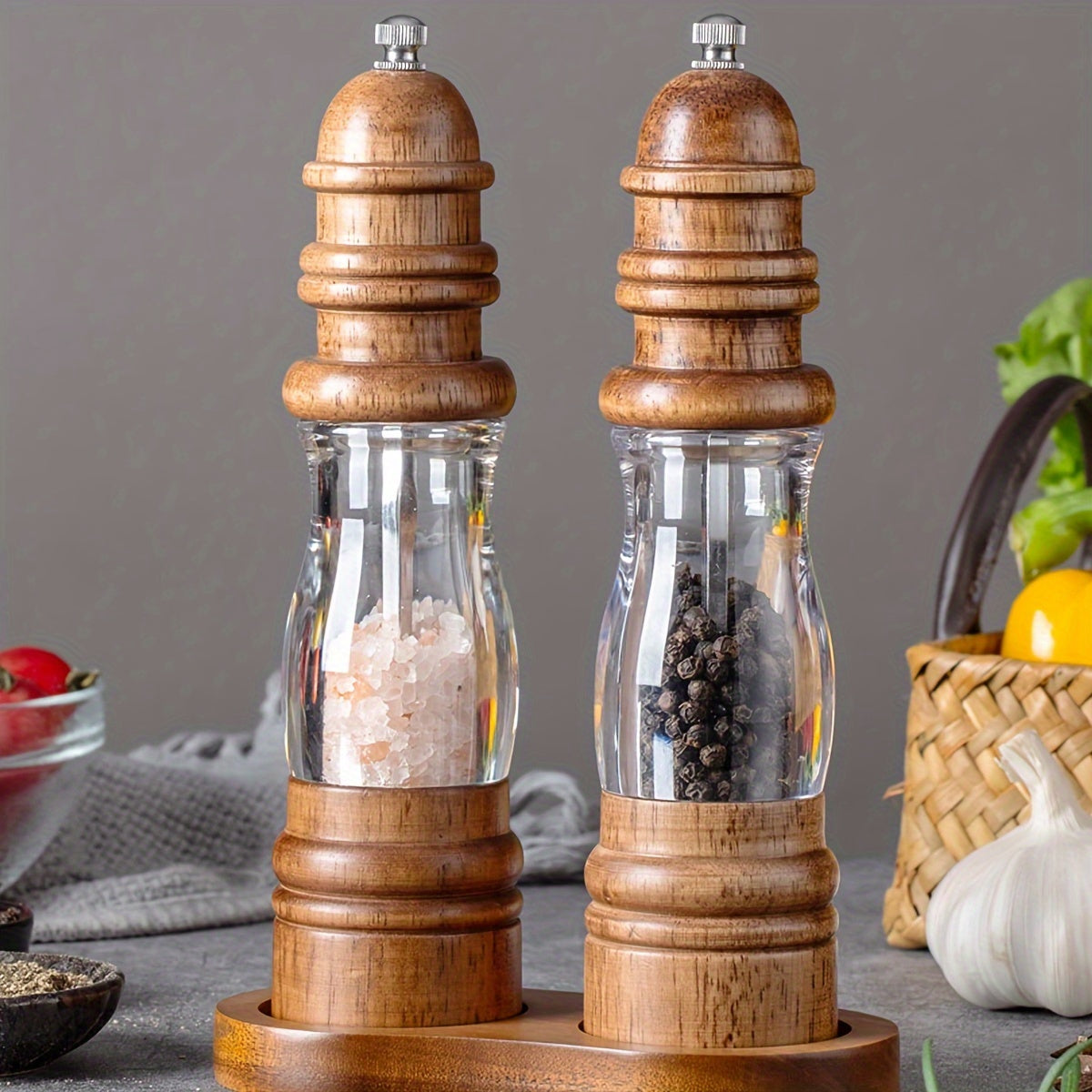 Premium Wooden Pepper Grinder for Home and Restaurant Black Pepper Salt Sea Salt