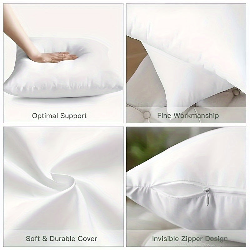 Set of 4 Hypoallergenic Square Throw Pillow Inserts with Soft Polyester Fill