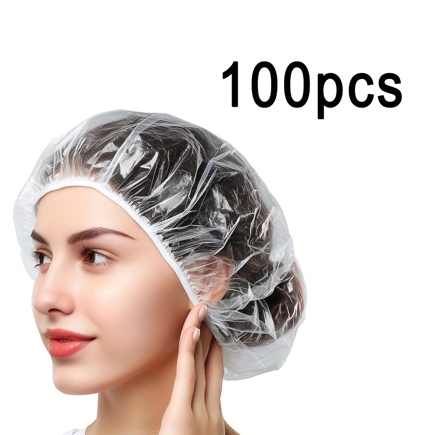100Pcs Clear Plastic Shower Caps Waterproof Bath Caps Travel Hair Care
