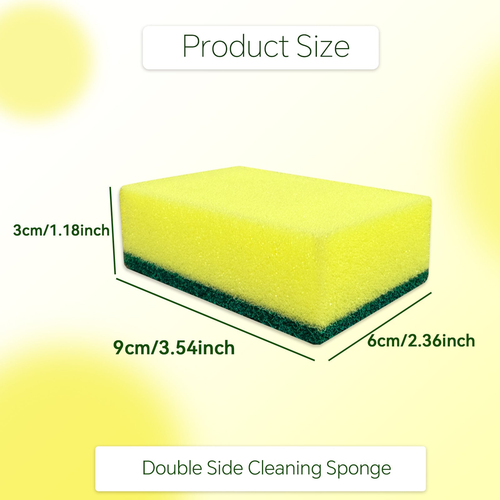 Double-Sided Cleaning Sponge Soft Absorbent and Scrubbing for Stains