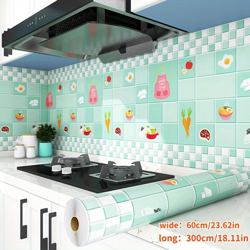 Waterproof Kitchen Protection Sticker Roll Self-Adhesive Oil Heat Resistant for Stoves Cabinets Tiles
