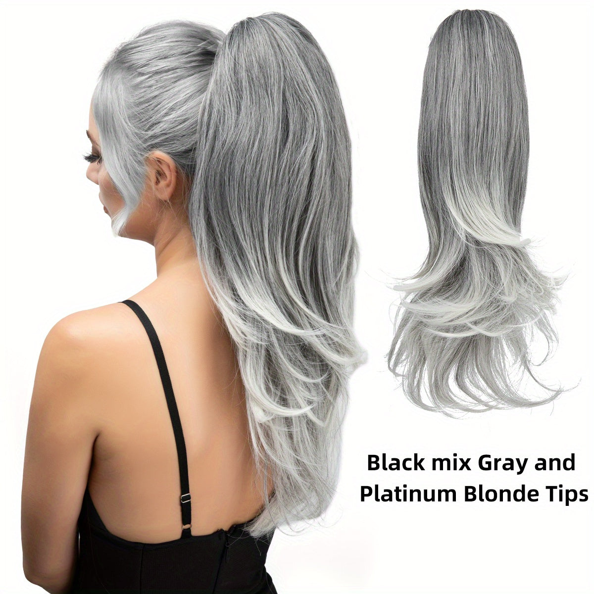 Women's Synthetic Curly Wave Ponytail Extension with 180° Rotating Claw Clip