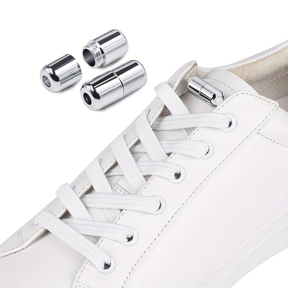 Unisex Elastic Shoe Lace Buckles Reusable Gold Lock No-Tie Accessories