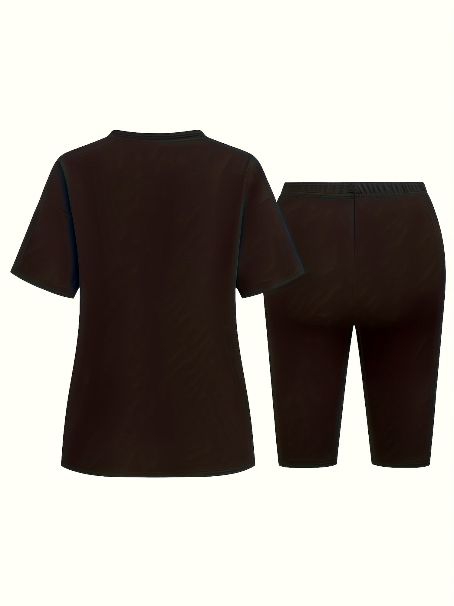 Women Plus Size Sportswear Set Short Sleeve Top and Shorts Stretchy Fabric