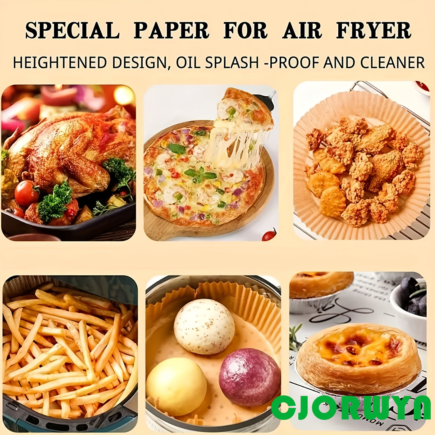 100pcs Non-Stick Round Parchment Paper Liners for Air Fryer Baking Roasting