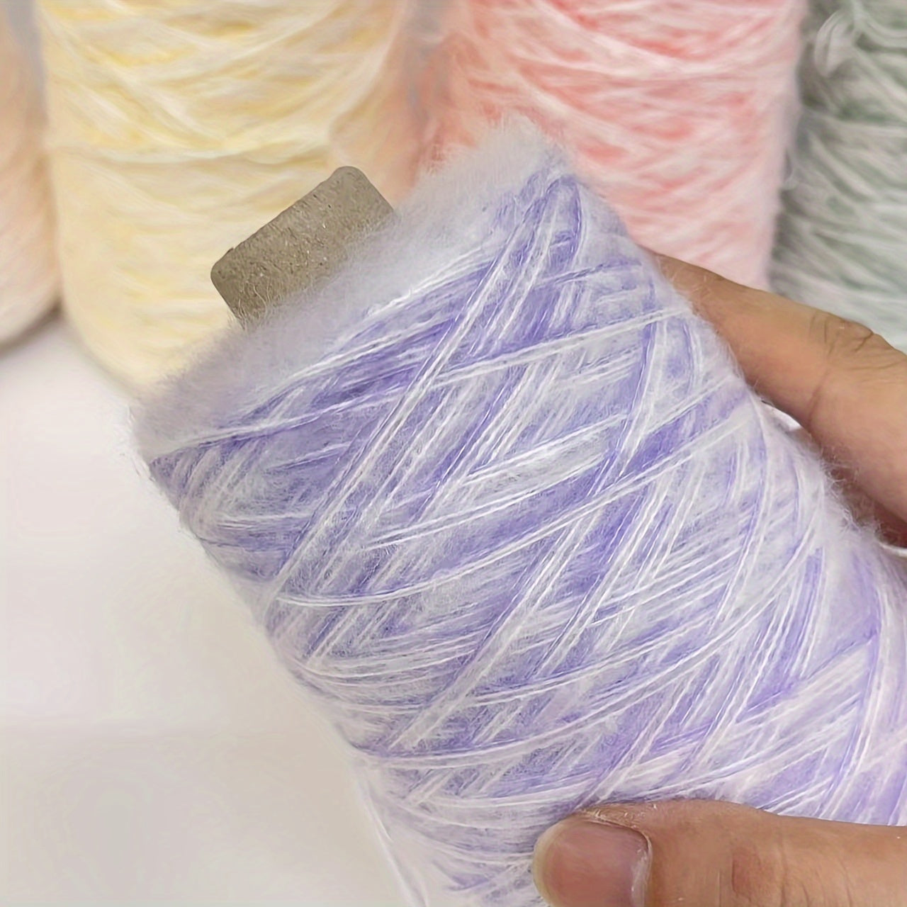 200g Mohair and Acrylic Yarn for Knitting Scarves Sweaters White 1mm Thick