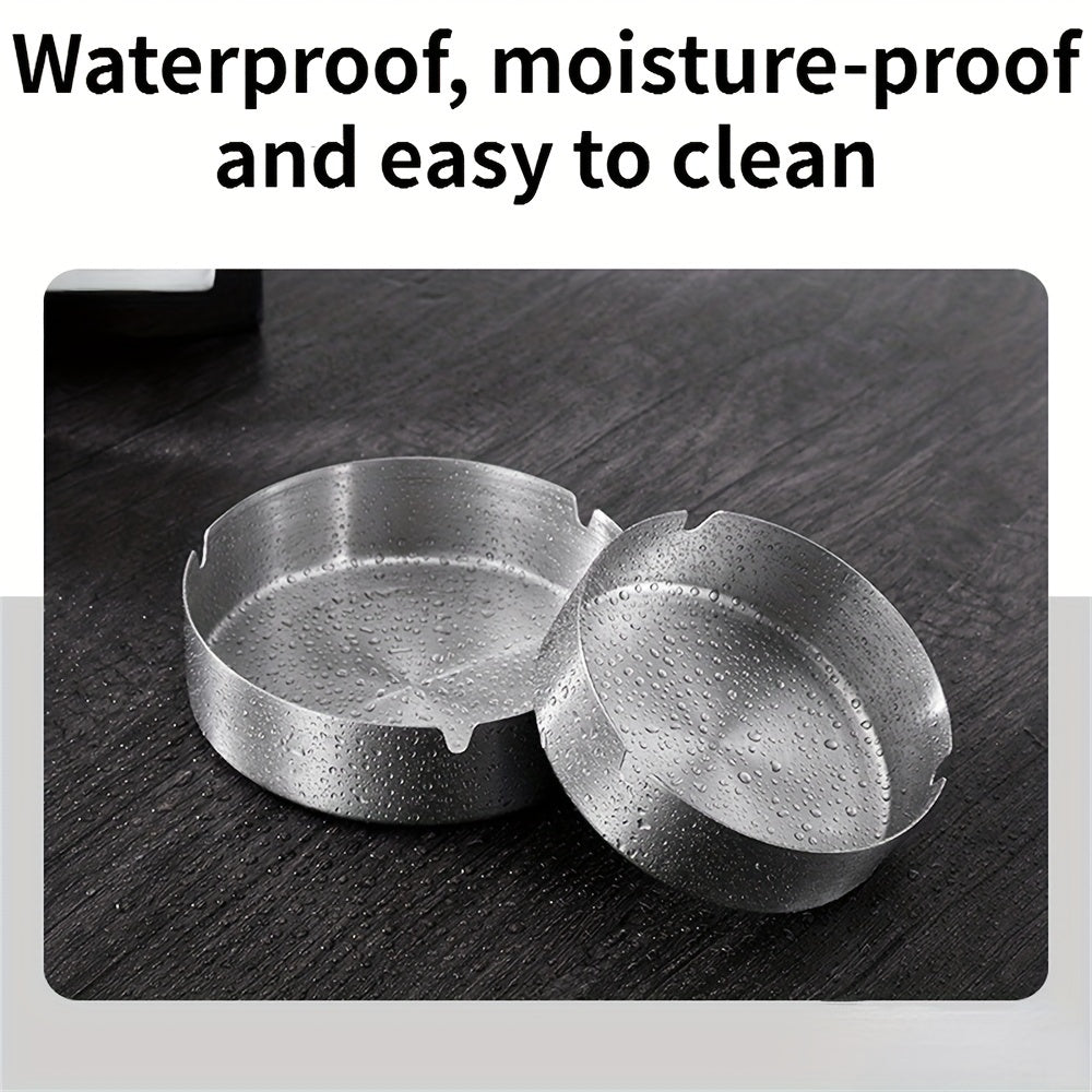 Portable Stainless Steel Cigarette Ashtray Round 8cm Indoor Outdoor Smokers