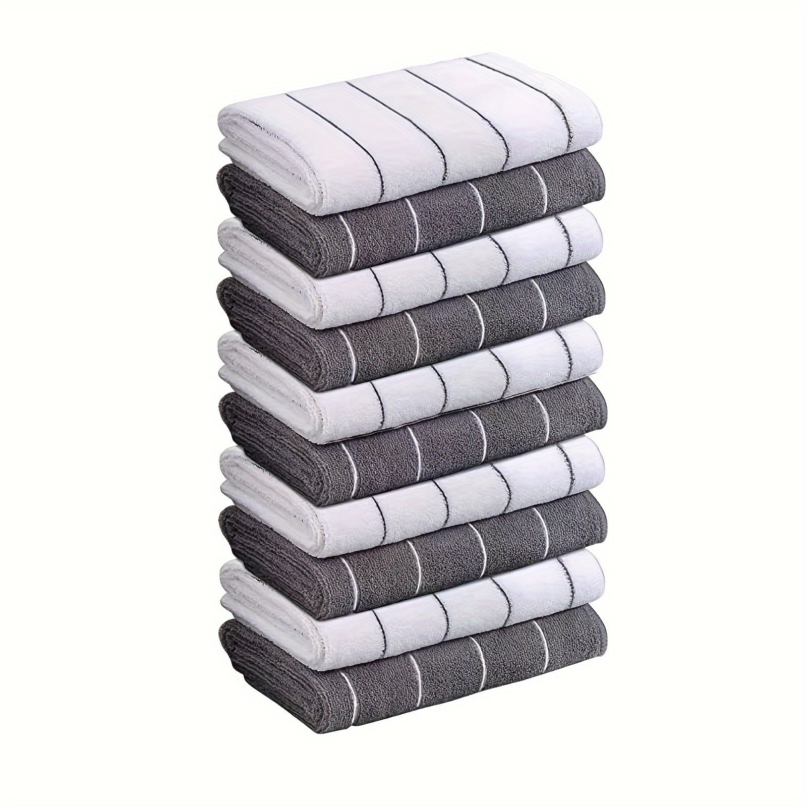 Set of 5 Microfiber Cleaning Towels Gray White Absorbent Quick-Drying Kitchen Bathroom