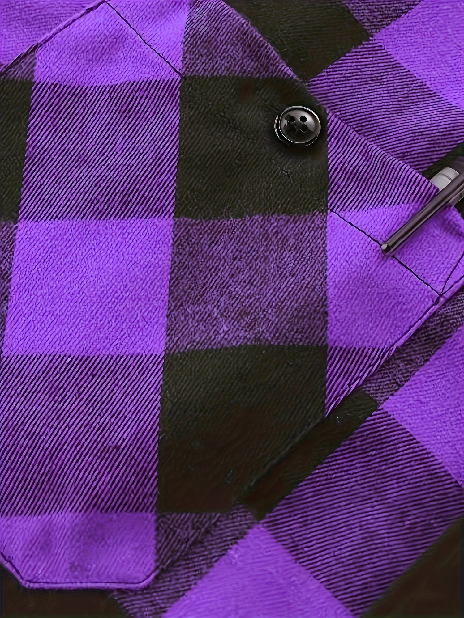 Men's Plaid Hooded Shirt Polyester Blend Casual Spring Fall Loose Fit Button Details