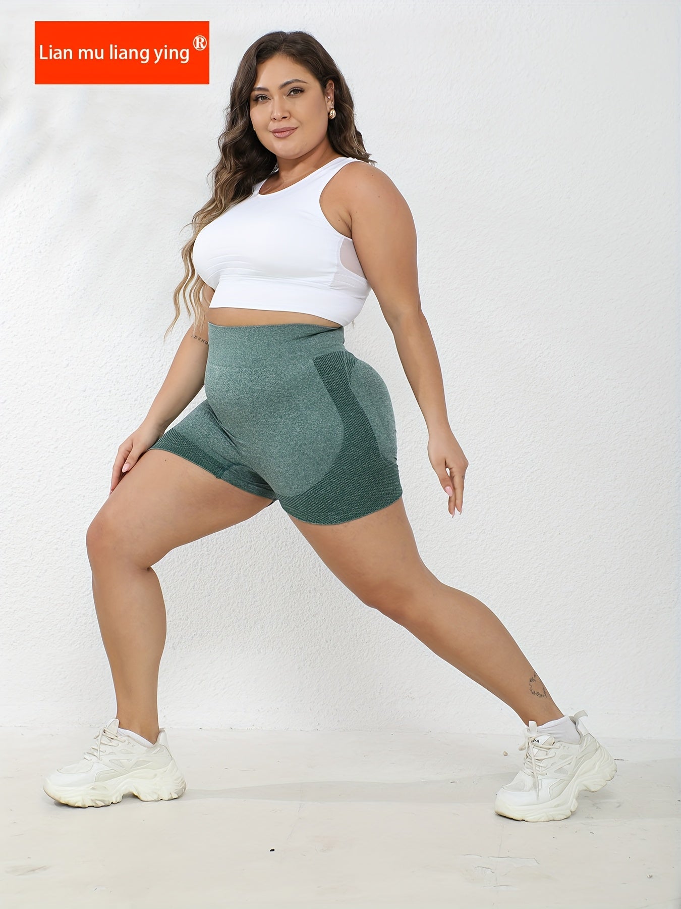 Women's High-Waist Yoga Shorts Plus Size Butt-Lifting Seamless Workout Set