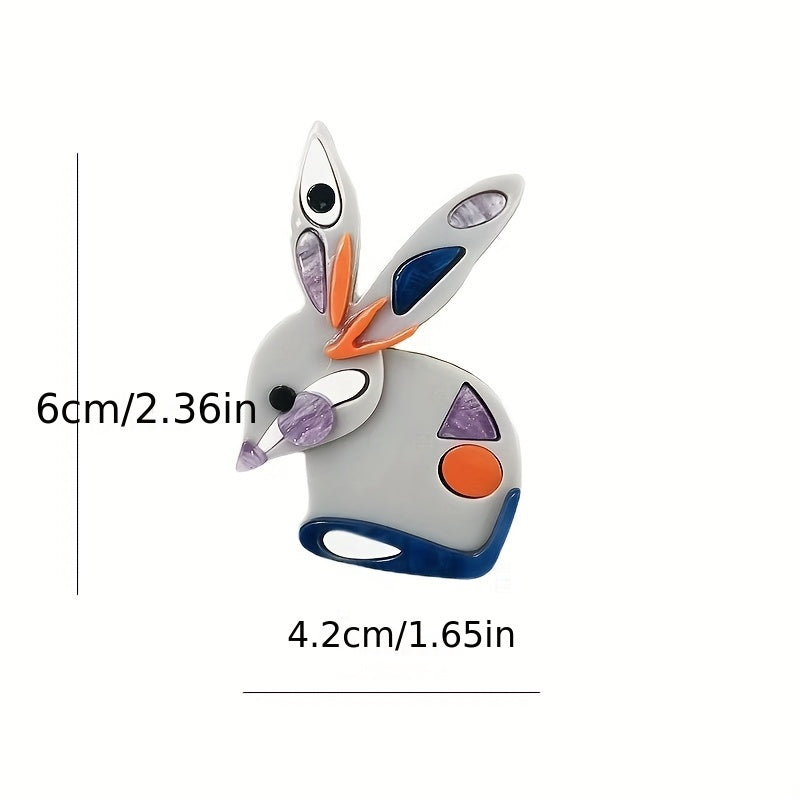 Rabbit Acrylic Brooch Pin Cartoon Animal Jewelry for Bags and Clothing