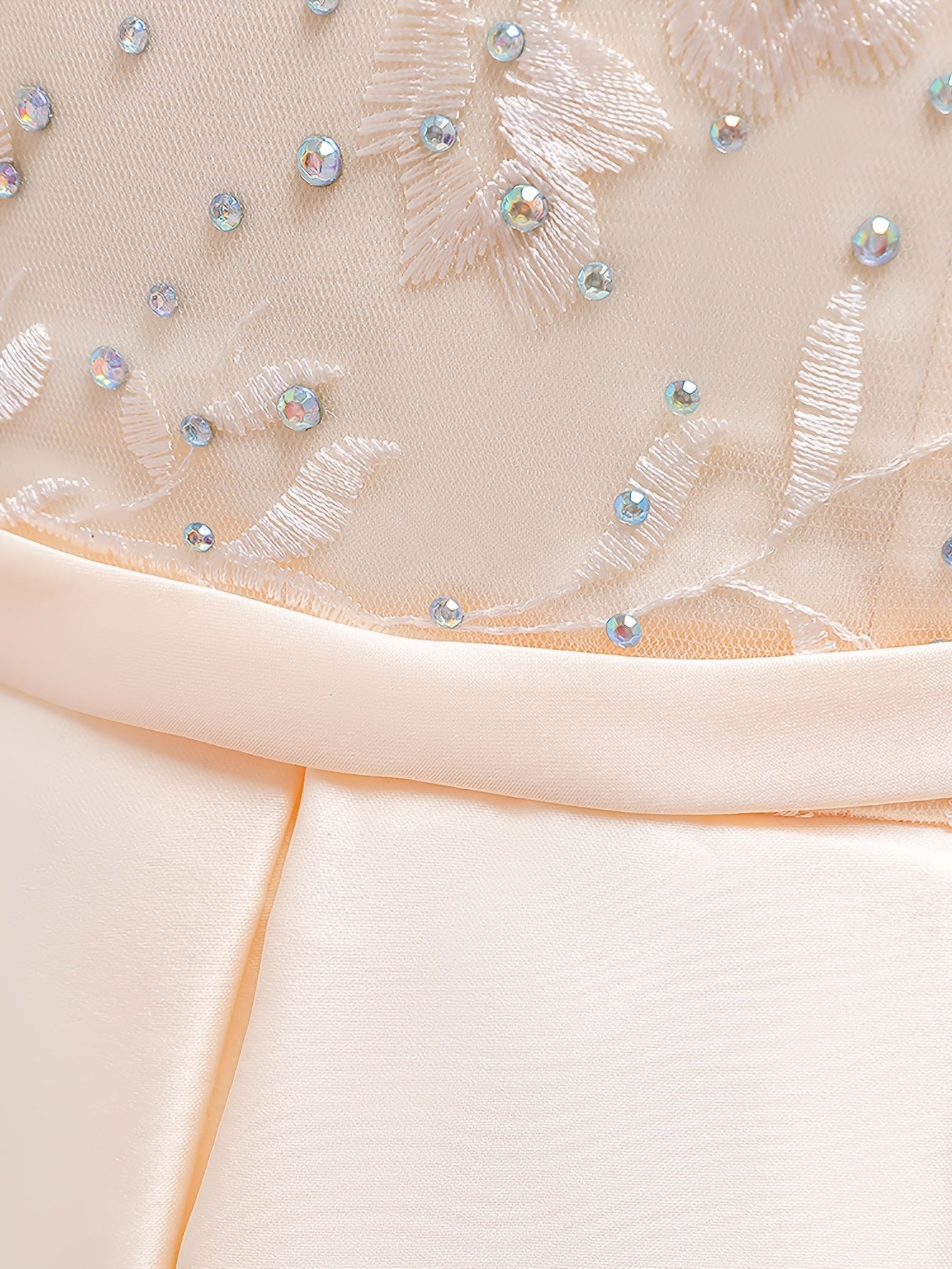 Girls Long Sleeve Tulle Wedding Dress with Bow Crew Neck Fit and Flare All-Season Costume