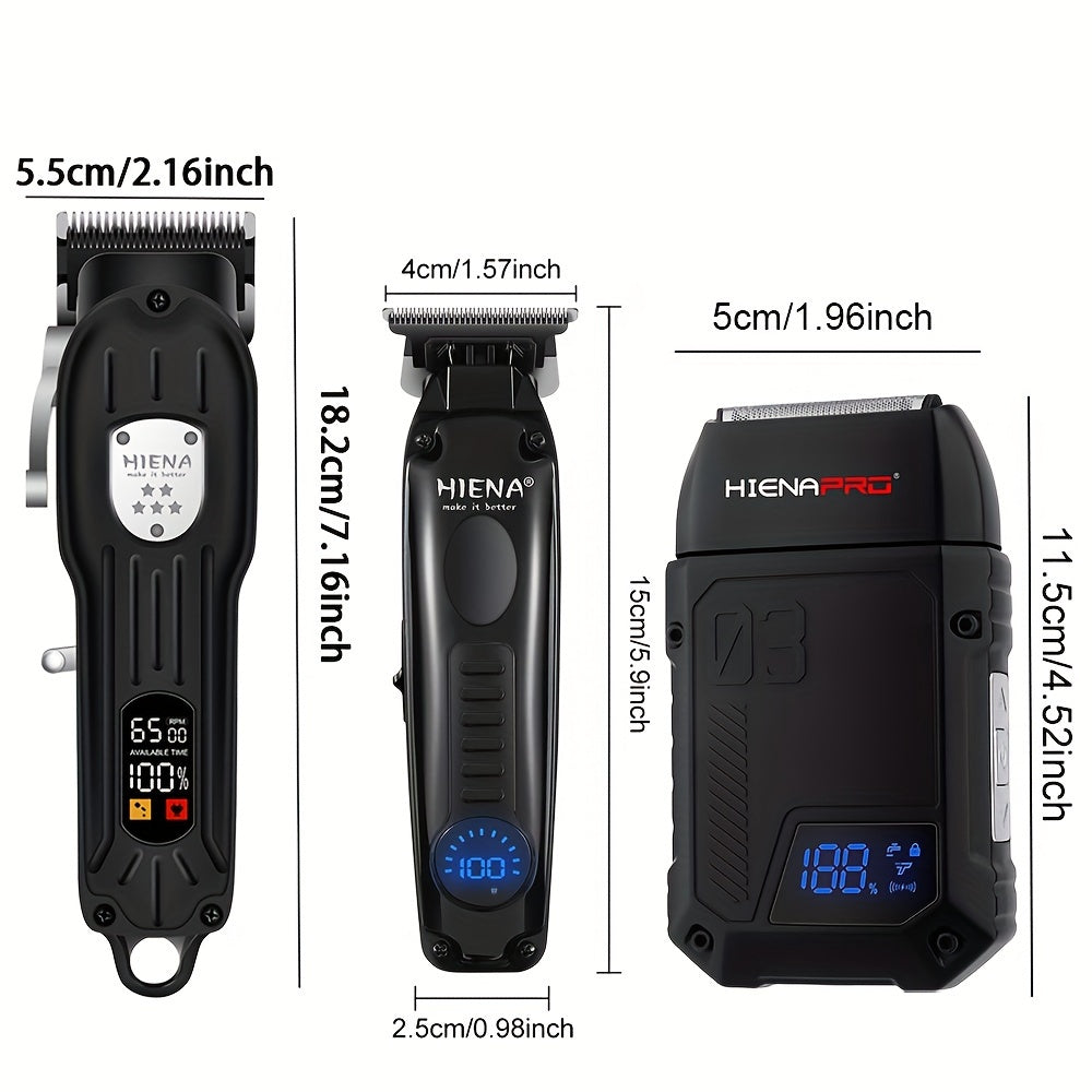 Профессиональный набор для стрижки волос Hiena для мужчин, 3 предмета, с зарядкой через USB