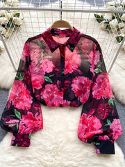 Women's Cotton Casual Short Sleeve Shirt Blue Size Small