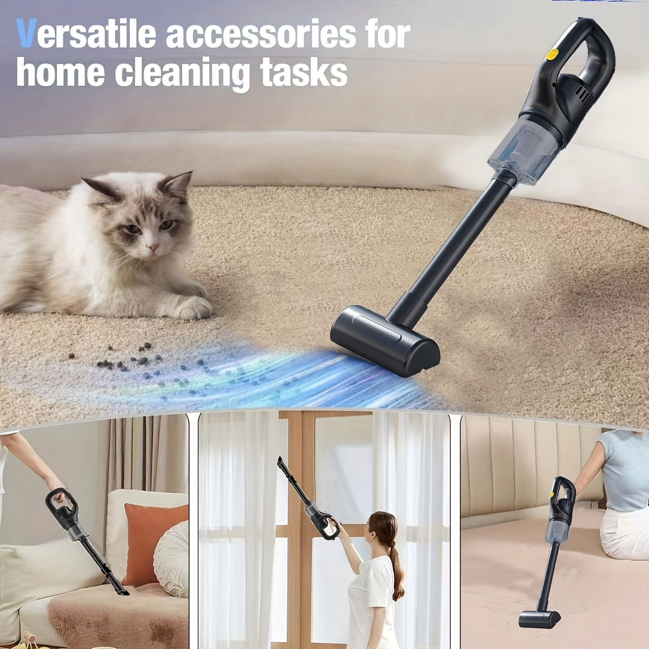 Uy va avtomobil uchun simsiz qoʻl yuvish tozalash qurilmasi, uzoq batareya muddati va bir nechta choʻzilgan boshliqlar bilan