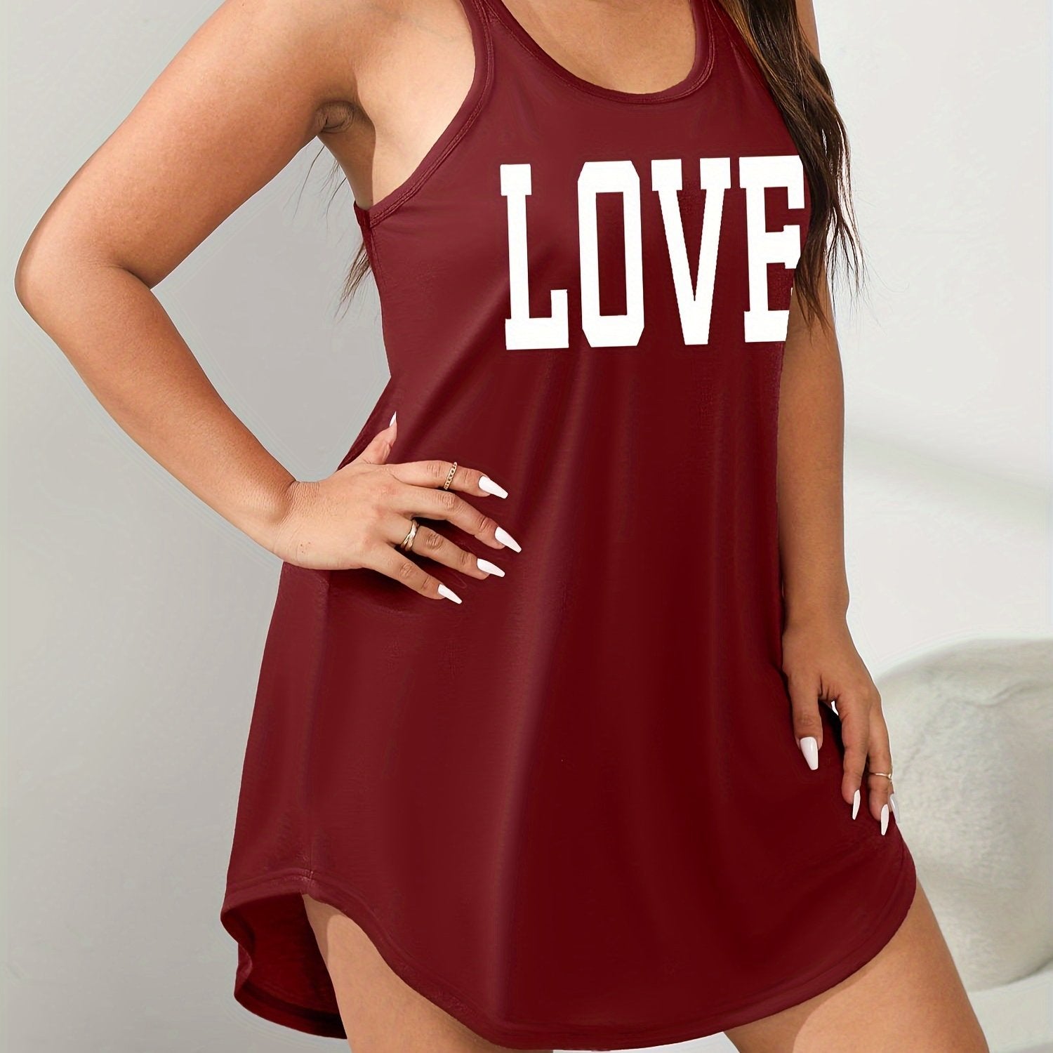 Plus Size Women's Sleeveless Sleep Dress Olive Green Lounge Nightgown