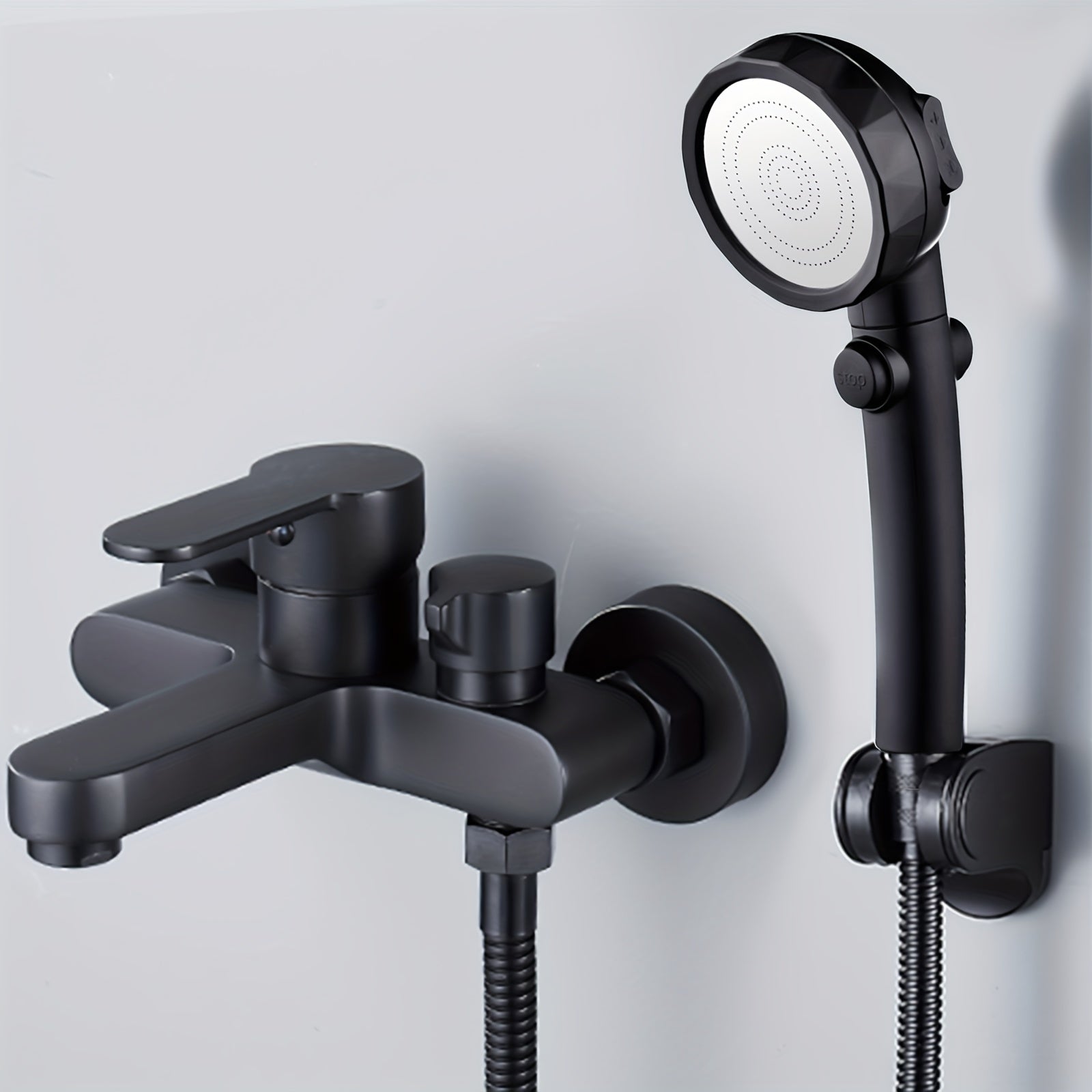 Black Copper Alloy Shower Mixer Valve Single Hole Brushed Finish