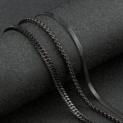 Set of 3 Black Stainless Steel Necklaces for Men Punk Gothic Chain Jewelry