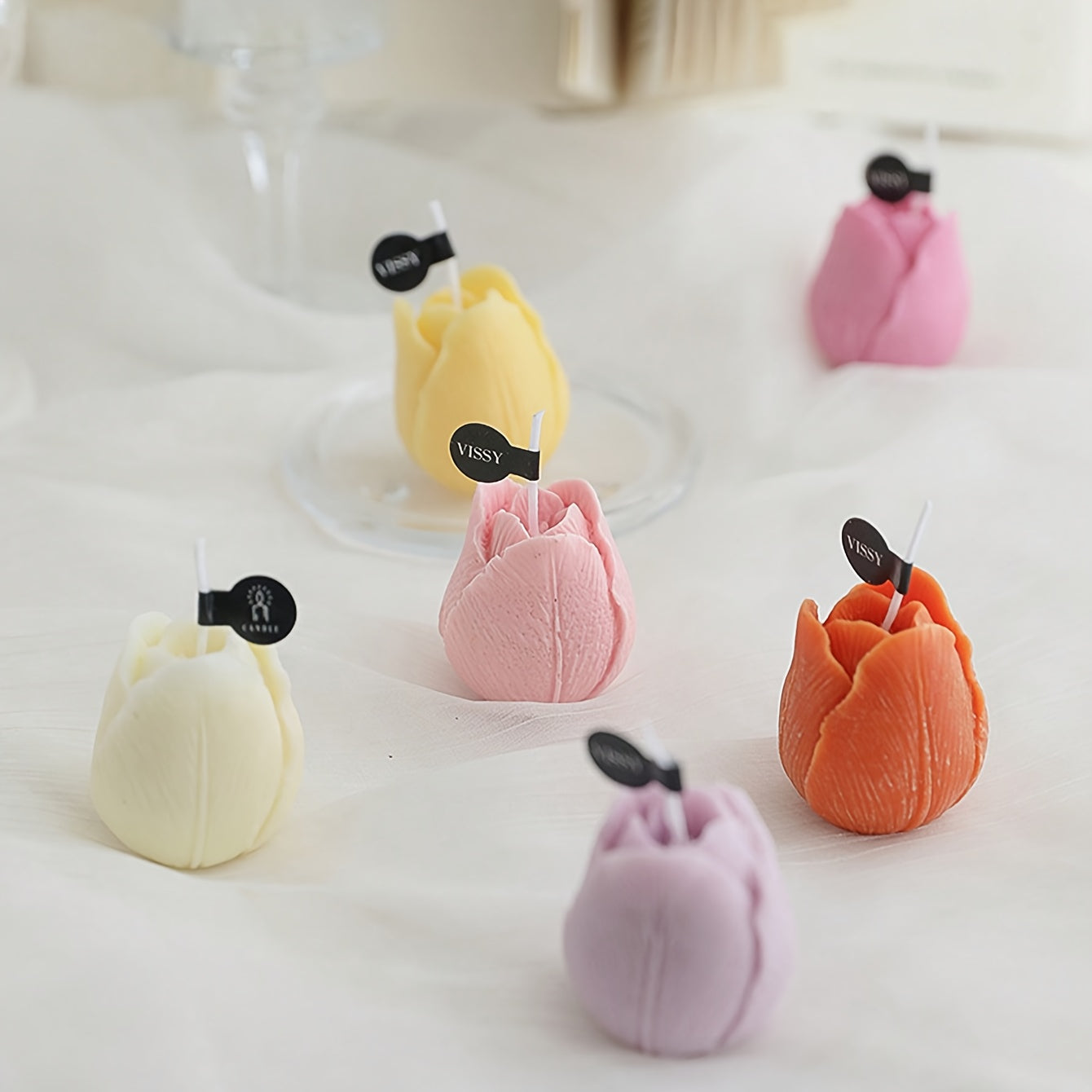 Pink Silicone Tulip Mold for Candle Making and Crafts