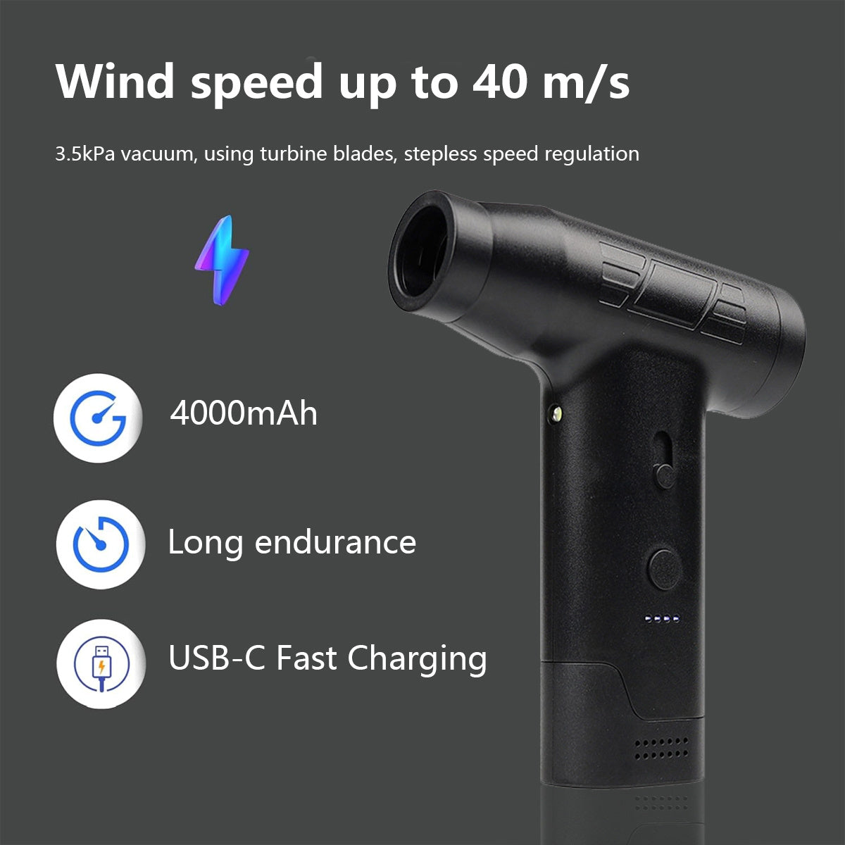 Портативный ручной воздуходув с турбонагнетателем высокой скорости 130000 об/мин