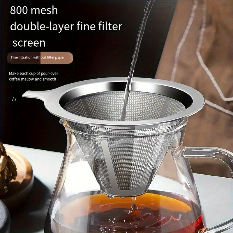 Universal Stainless Steel Pour-Over Coffee Filter Reusable Mesh for Home Office