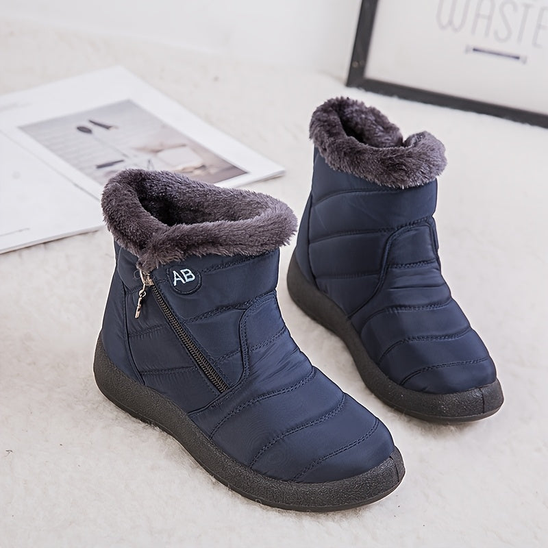 Women's Winter Thick Warm Fleece Short Boots Flat Large Sizes 36-44