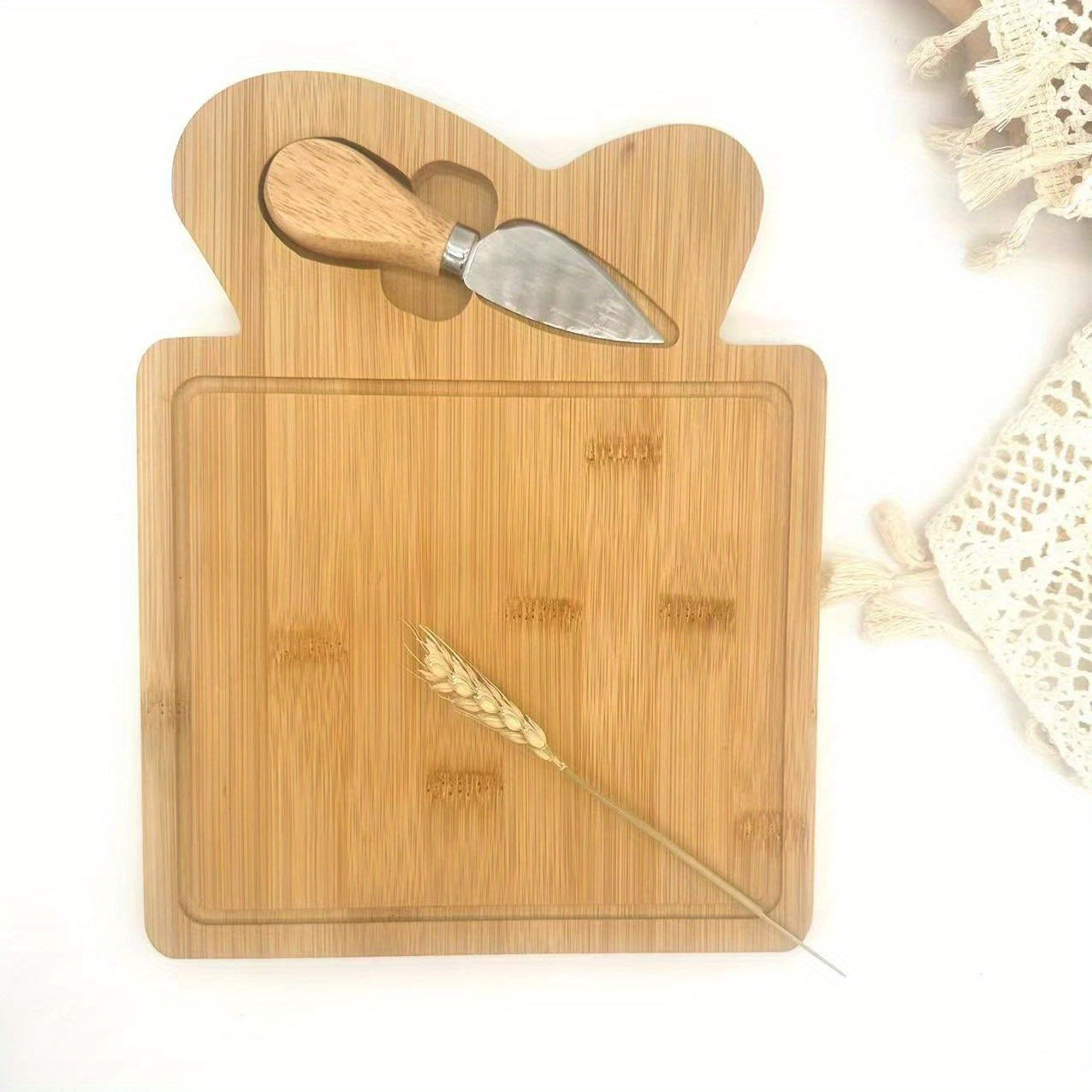 Bamboo Cutting Board and Cheese Cutter Set for Fruits and Dairy Kitchen Accessories