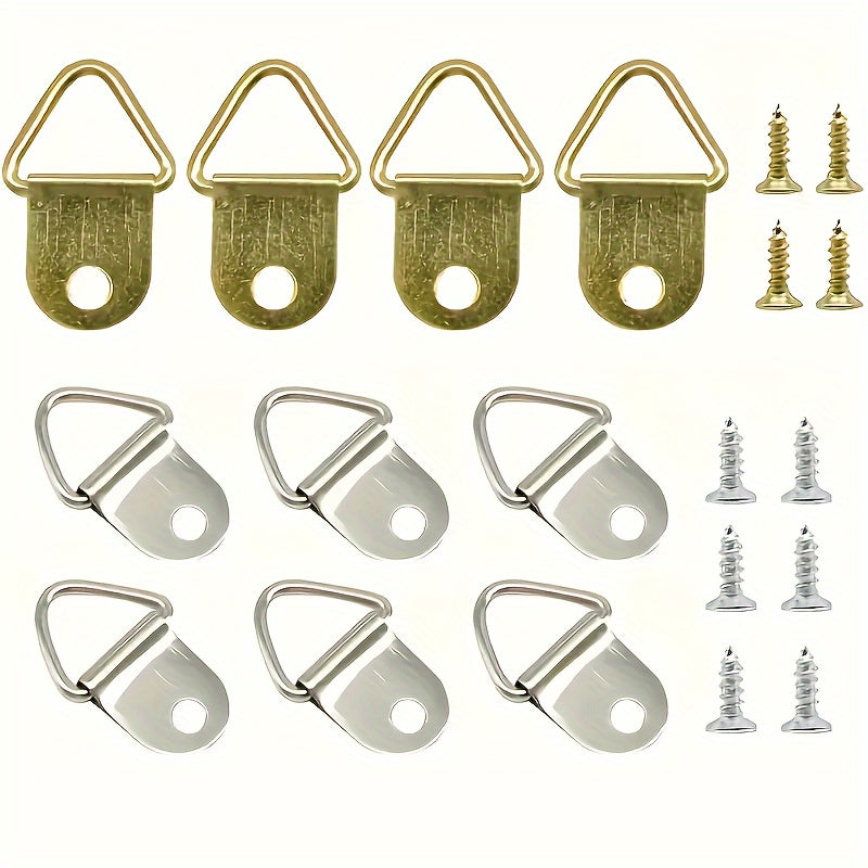 30/80pcs Gold Triangular Wall Hooks for Picture Frames and Art Display