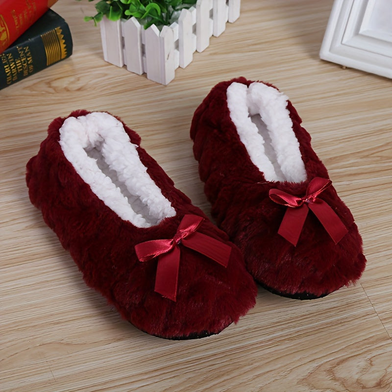 Women's Fleece-Lined Plush Slippers Non-Slip Home Shoes Multiple Colors