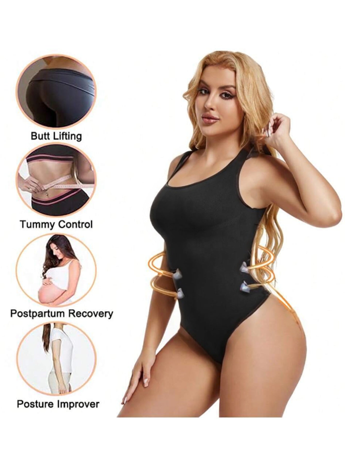 Plus-Size Women's Seamless Breathable Shapewear Bodysuit for Sports and Leisure