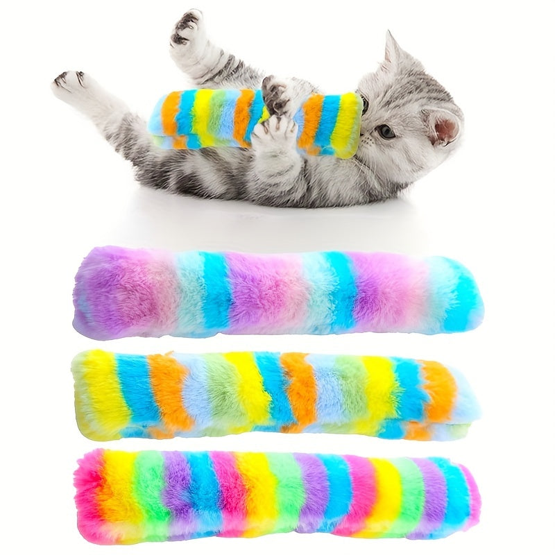 Interactive Cat Toy Set Plush Stripes Indoor Play for Kitten