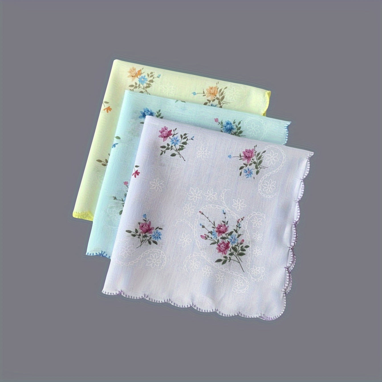 Women's Floral Cotton Handkerchiefs 6 Pack Washable Vintage Print