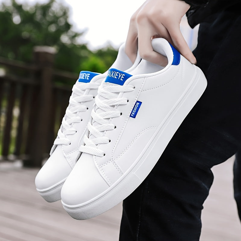 Men's Casual Skate Shoes Solid Color Low Top Lace-Up PU Upper Fabric Lining EVA Insole Rubber Sole
