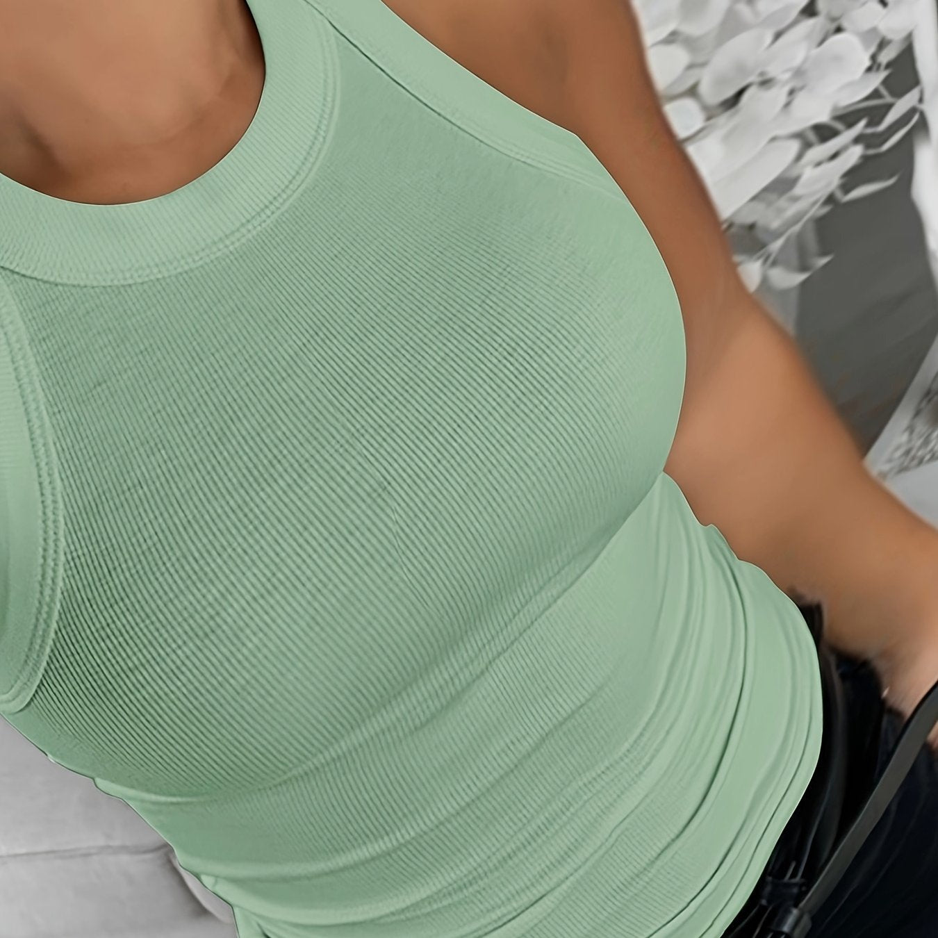 Женская безрукавка-майка с ребристой тканью, большой размер, белая, повседневный стиль