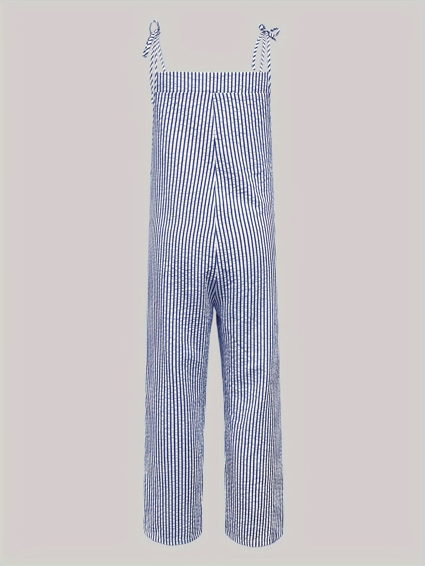 Mono sin mangas a rayas de talla grande para mujer, casual, con bolsillos, de una pieza