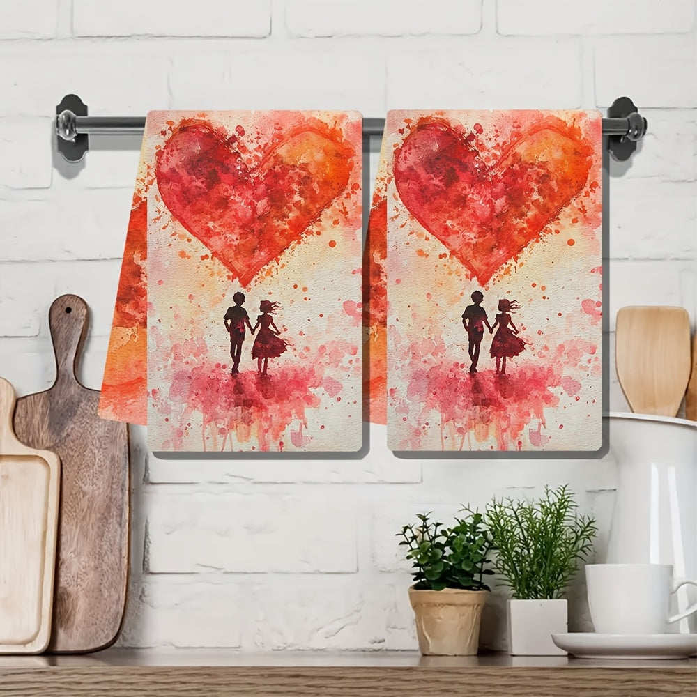 Valentine's Kitchen Towels Set Ultra-Soft Absorbent Dish Hand Drying 40x60 cm