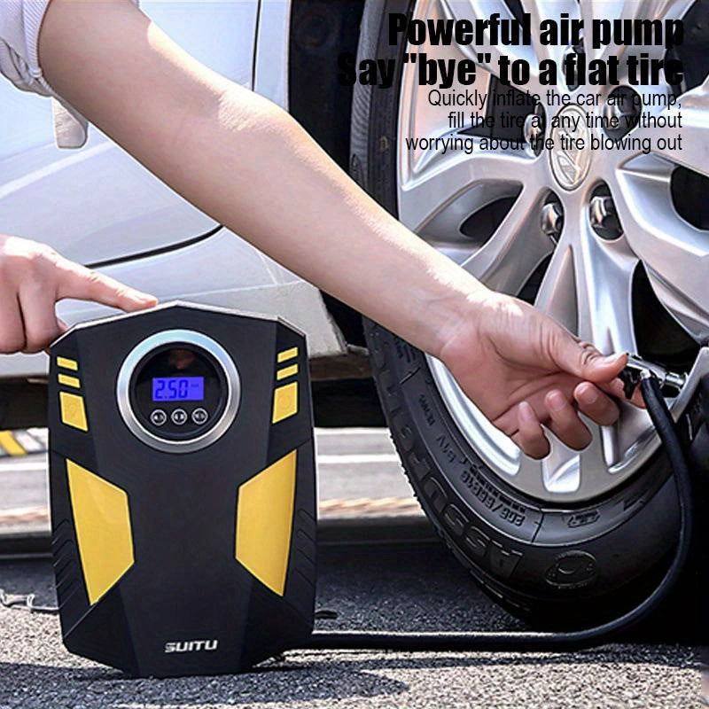 Portable Tire Inflator with Digital Gauge LED Light for Cars and Bikes