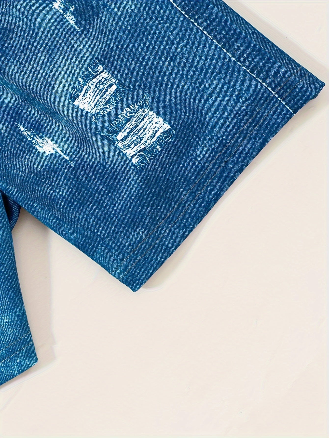 Boys' Summer Car Pattern Short Sleeve T-Shirt and Imitation Denim Shorts Set Kids' Casual Clothing