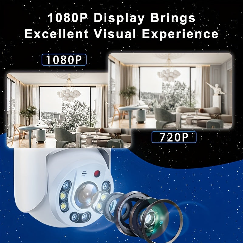 Outdoor Security Camera 2.4GHz WiFi IP66 Waterproof AI Human Detection Panoramic Two-Way Audio
