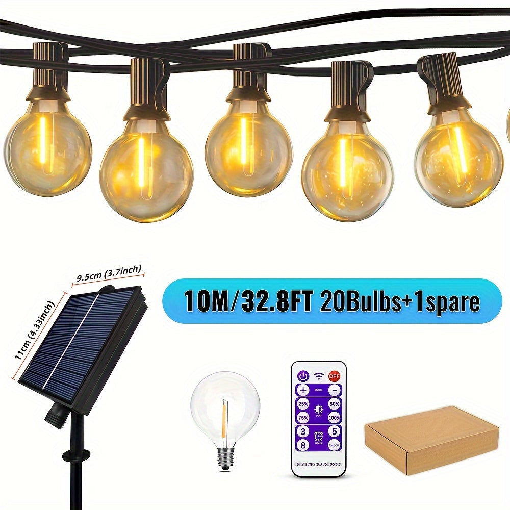Solar String Lights with Shatterproof G40 LED Bulbs Solar Powered Outdoor Decor