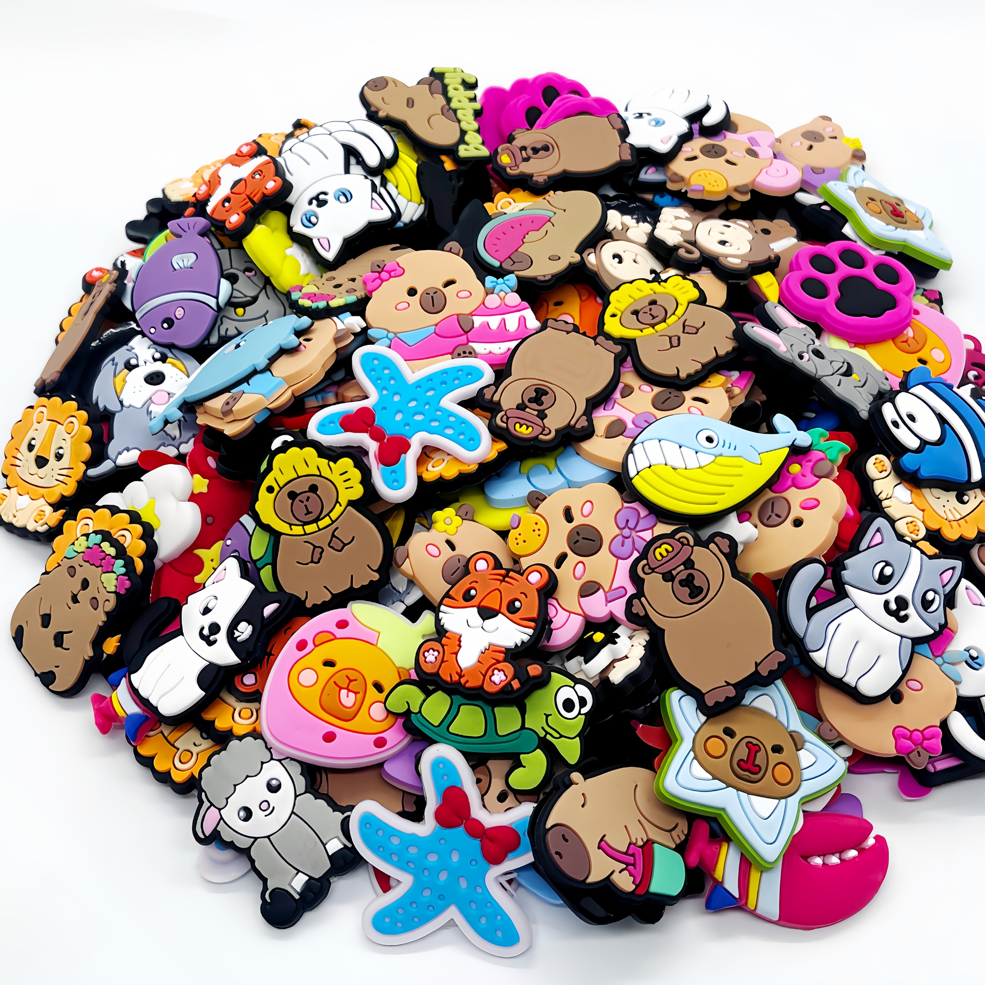 60pcs Animal PVC Charms for Phone Cases and Accessories Random Cat Dog Dino Toys