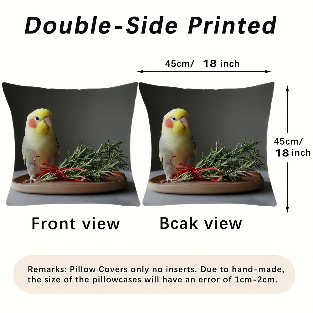 Cockatiel Throw Pillow Cover with Seasonal Design Durable Double-Sided Polyester for Living Room Bedroom Office Sofa