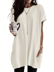 ayollar uchun keng va erkin fitli oversize T-shirt, choqmoqlar bilan, bahor va yoz uchun