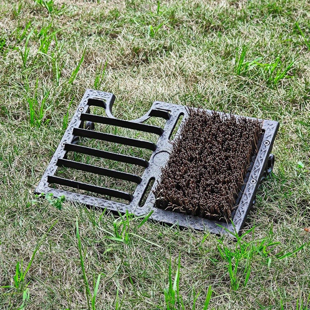 Vintage Cast Iron Shoe Scraper with Brush Heavy Duty Boot Cleaner Outdoor