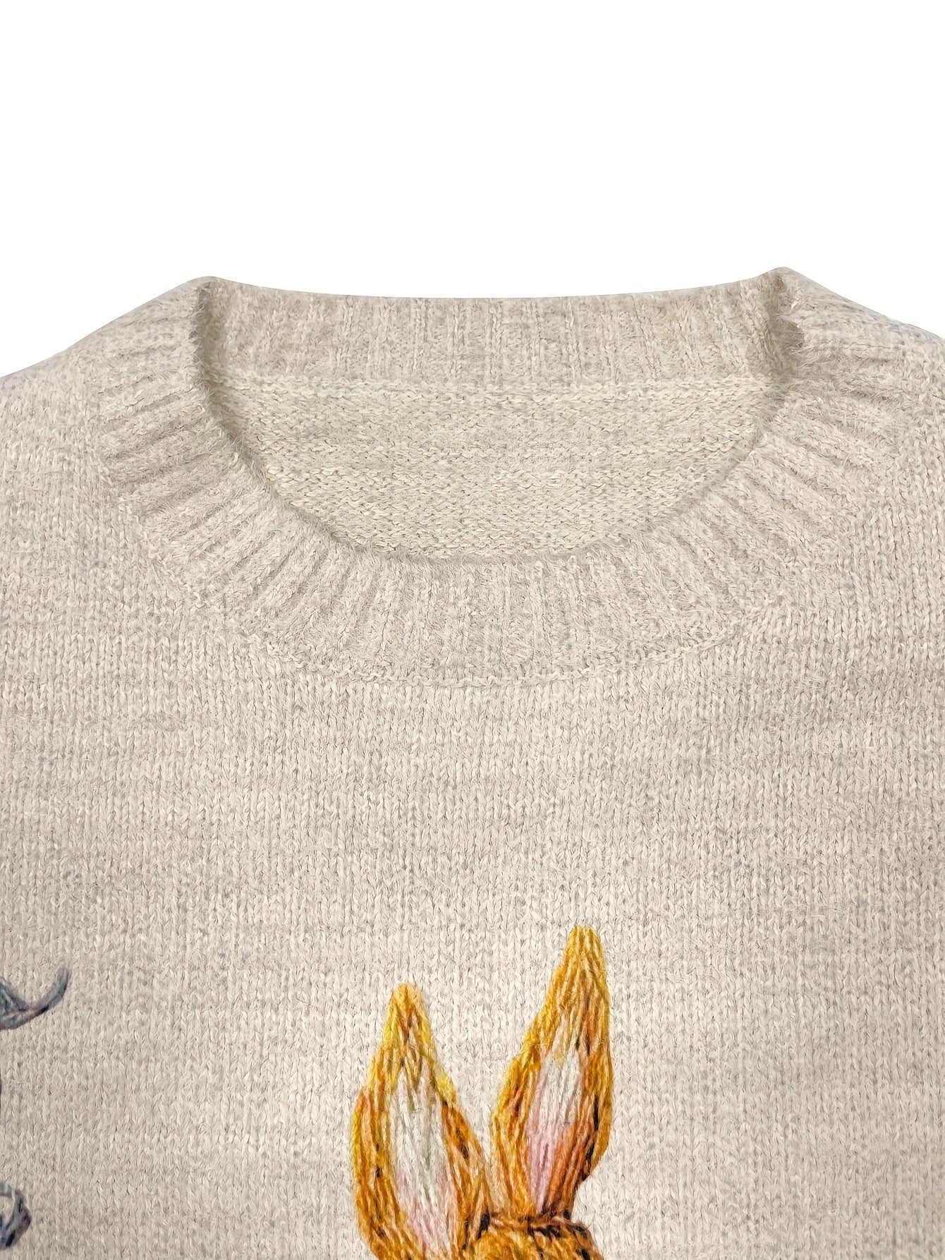 Suéter de invierno cálido para mujer talla plus con manga larga y estampado de conejito, jersey de punto