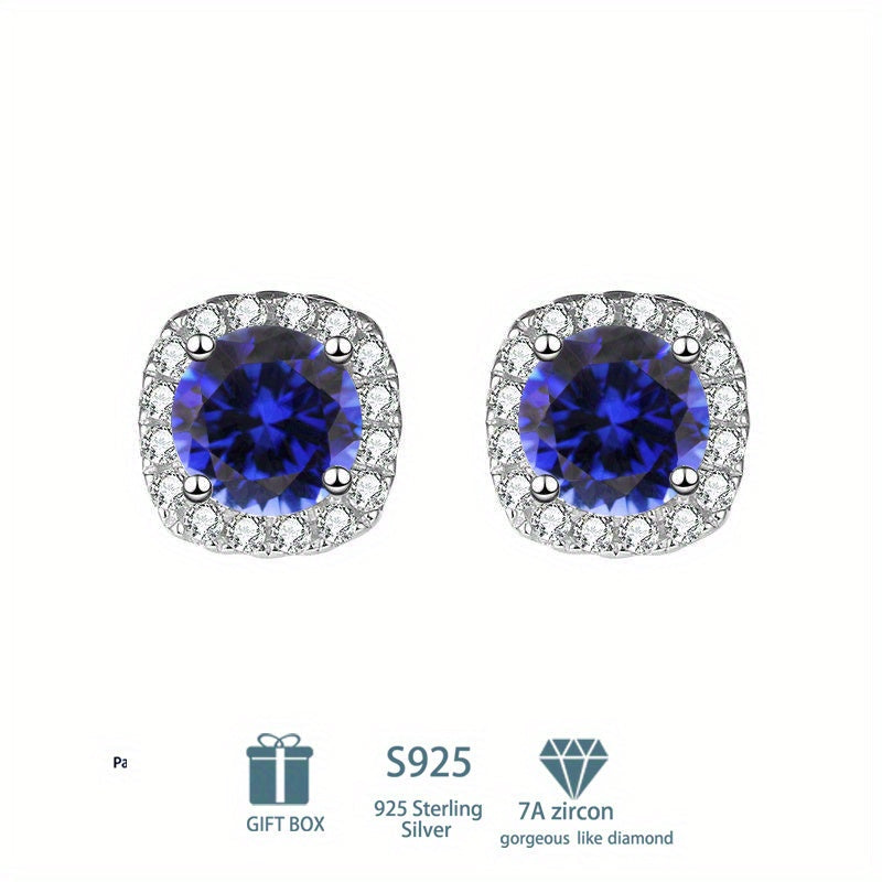 Pendientes de plata de ley estilo bohemio con moissanita en forma de cuadrado para mujer