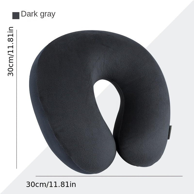 Grey Travel Neck Pillow U-Shaped Memory Foam Support for Office, Car, Airplane