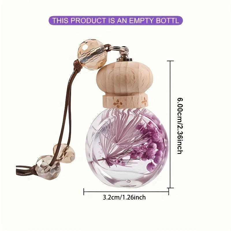 Lavender Diffuser in Glass Bottle with Wooden Cap and Gold Beads for Home and Car Use